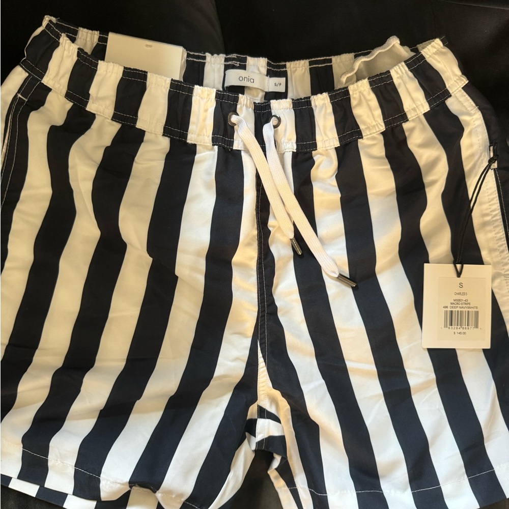 Men’s 5” small Onia swim trunks. Brand new with tags.